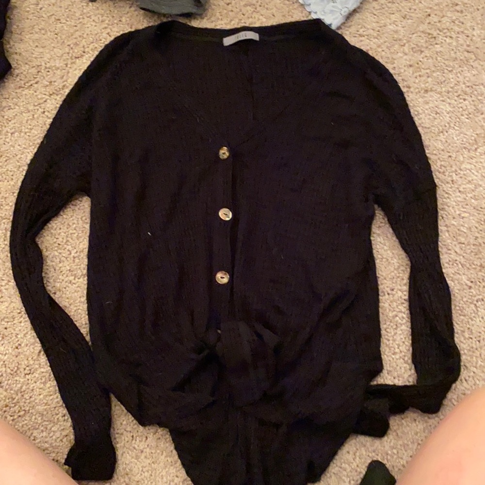 Black waffle knit, lightly worn